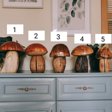 Load image into Gallery viewer, A handmade wooden mushroom toadstool figurine No.2 | Penny Bun
