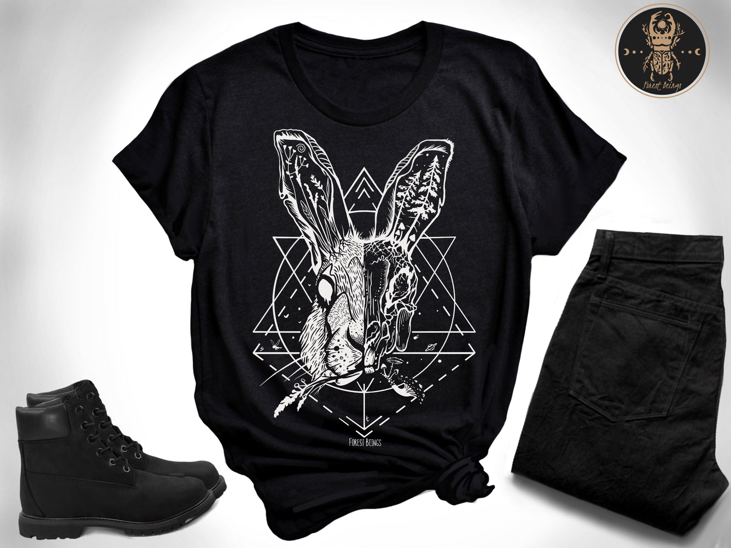 Rabbit Skull Soft Goth Aesthetic T-shirt (Cotton)
