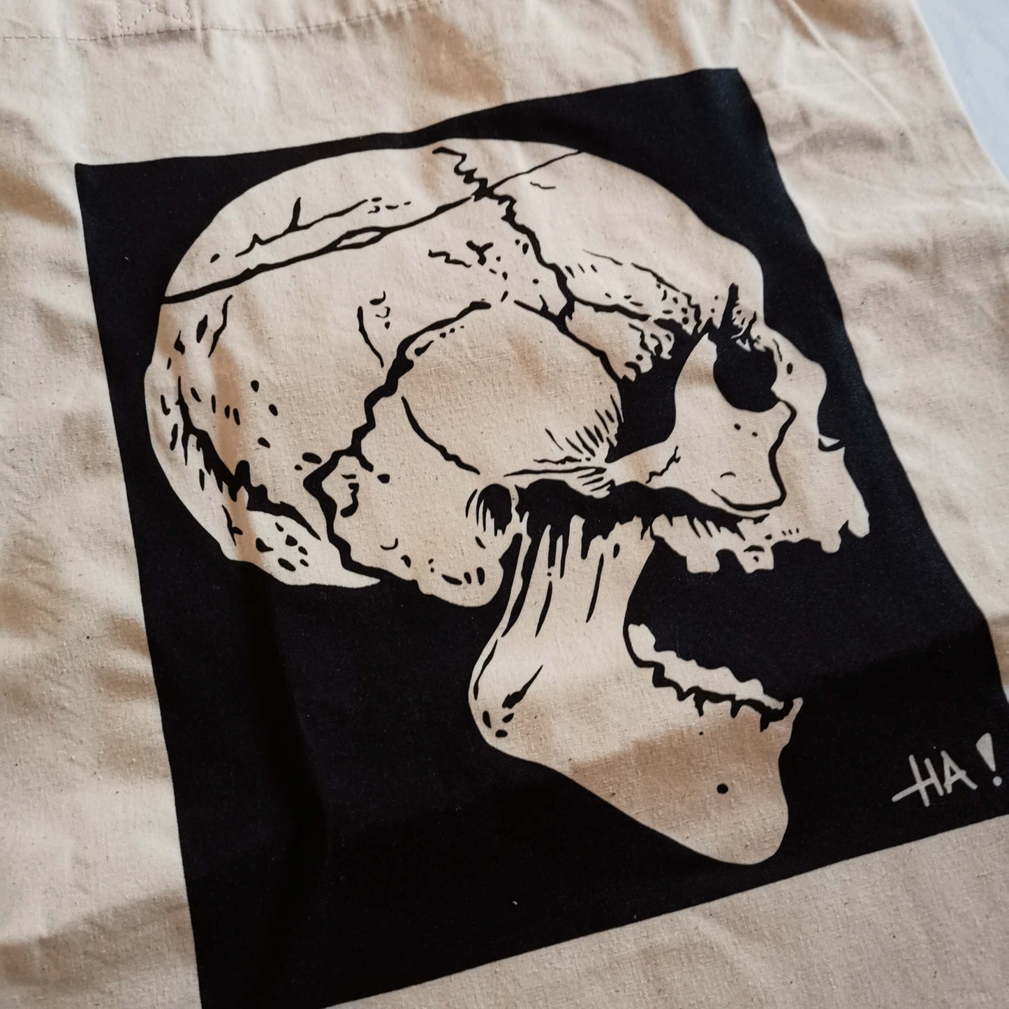 The Laughing Skull on Organic Gothic Tote Bag